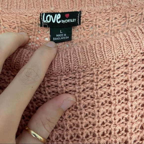 LOVE By Chesley Burnt Orange Cotton Knit Sweater Shirt Sz L - Picture 4 of 4